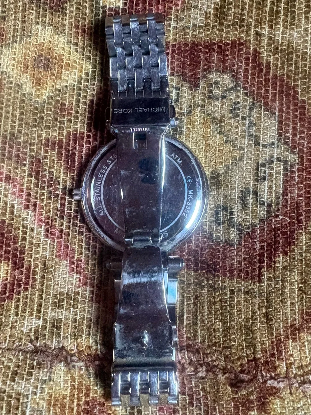 Michael Kors Silver Bracelet Watch with Pink Sunray Dial and Crystal Bezel